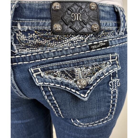 Miss Me Bling Pocket Bootcut Y2K Inspired Jeans Western Glam Cowgirl Denim sz 30 - Picture 1 of 16